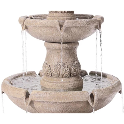 Domanico 57" High Large Italian Indoor Outdoor Decor Sand Stone Floor Fountain Waterfall 3-Tier Outside Garden Patio Yard Backyard 4 Domanico 57" High Large Italian Indoor Outdoor Decor Sand Stone Floor Fountain Waterfall 3-Tier Outside Garden Patio Yard Backyard - Image 4