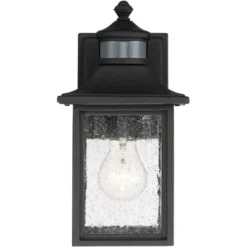 John Timberland Moray Bay Mission Outdoor Wall Light Fixture Black Motion Sensor Dusk To Dawn 11 1/2" Seedy Glass For Post Exterior Barn Deck House -John Timberland Shop GUEST c2cc14fc ac8f 4d47 8f76 380a953abd59