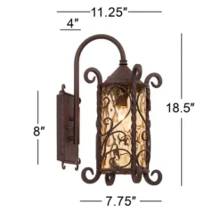 John Timberland Casa Seville Vintage Rustic Outdoor Wall Light Fixture Dark Walnut Scroll 18 1/2" Champagne Hammered Glass For Post Exterior Barn Deck -John Timberland Shop GUEST c2d5f5d2 d929 4a53 b8e3 071066c4a110