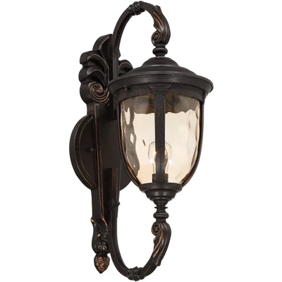 John Timberland Bellagio Vintage Rustic Outdoor Wall Light Fixture Veranda Bronze 26" Amber Hammered Glass For Post Exterior Barn Deck House Porch 6 John Timberland Bellagio Vintage Rustic Outdoor Wall Light Fixture Veranda Bronze 26" Amber Hammered Glass For Post Exterior Barn Deck House Porch - Image 6