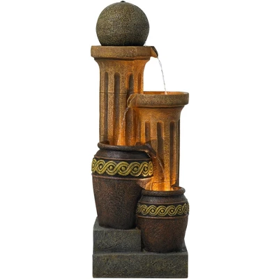 John Timberland Sphere Jugs And Column Rustic Cascading Outdoor Floor Water Fountain With LED Light 50" For Yard Garden Patio Home Deck Porch House 4 John Timberland Sphere Jugs And Column Rustic Cascading Outdoor Floor Water Fountain With LED Light 50" For Yard Garden Patio Home Deck Porch House - Image 4