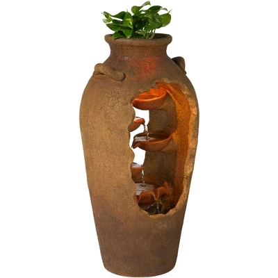 John Timberland Cascade Rustic Asian Planter Urn Outdoor Floor Water Fountain With LED Light 33" For Yard Garden Patio Home Deck Porch Exterior House 4 John Timberland Cascade Rustic Asian Planter Urn Outdoor Floor Water Fountain With LED Light 33" For Yard Garden Patio Home Deck Porch Exterior House - Image 4
