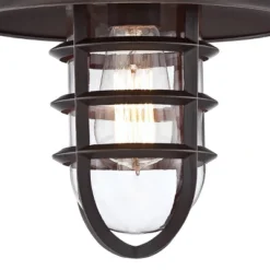 John Timberland Marlowe Industrial Outdoor Wall Light Fixture Galvanized Hooded Cage 13 1/4" Clear Glass For Post Exterior Barn Deck House Porch Yard -John Timberland Shop GUEST c40dedc4 59d7 42bd 8b72 95ebdccbc9d4