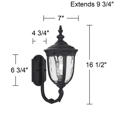 John Timberland Bellagio Vintage Rustic Outdoor Wall Light Fixture Texturized Black Upbridge 16 1/2" Clear Hammered Glass For Post Exterior Barn Deck 6 John Timberland Bellagio Vintage Rustic Outdoor Wall Light Fixture Texturized Black Upbridge 16 1/2" Clear Hammered Glass For Post Exterior Barn Deck - Image 6