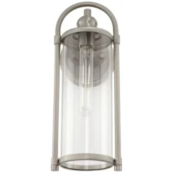 John Timberland Avani 15 1/2" High Modern Indoor/Outdoor Wall Light Porch House Edison Bulb Silver Brushed Nickel Finish Metal Clear Glass Shade -John Timberland Shop GUEST c4af61ed 64b9 43c1 b149 cf25298ffaf4