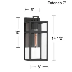 John Timberland San Lucas 14 1/2" High Modern Outdoor Wall Light Fixture Mount Porch House Set Of 2 Weatherproof Sand Black Metal Clear Glass Shade -John Timberland Shop GUEST c5018522 14aa 49ed 9322 22ea8e4fe627