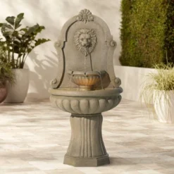 Royal Savanna Lion 58" High Large Italian Indoor Outdoor Decor Faux Stone Floor Fountain With Light LED Outside Garden Patio