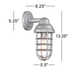 John Timberland Marlowe Industrial Outdoor Wall Lights Set Of 2 Galvanized Steel Cage Frame 13 1/4" Clear Glass For Post Exterior Barn Deck House Yard -John Timberland Shop GUEST c68670b2 7d02 49e9 9b32 77b683f2fcc4