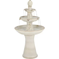 Formentera 45" High Large Italian Outdoor Decor Ceramic Floor Fountain With Light LED 3-Tier Outside Garden Patio Yard Backyard -John Timberland Shop GUEST c7044b24 1682 4791 8bda dce39533e29f