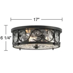 John Timberland Paseo Rustic Industrial Flush Mount Outdoor Ceiling Light Matte Black 6 1/4" Clear Hammered Glass Damp Rated For Post Exterior Barn -John Timberland Shop GUEST c81f9f80 edd7 4c3d ad48 335b4dbce577