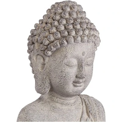 John Timberland Standing Buddha Statue Sculpture Zen Garden Decor Indoor Outdoor Front Porch Patio Yard Outside Home Balcony Gray Faux Stone 32" Tall 3 John Timberland Standing Buddha Statue Sculpture Zen Garden Decor Indoor Outdoor Front Porch Patio Yard Outside Home Balcony Gray Faux Stone 32" Tall - Image 3