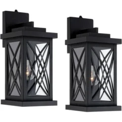 John Timberland Woodland Park Mission Outdoor Wall Light Fixtures Set Of 2 Black Metal Dusk To Dawn 15" Clear Glass For Post Exterior Barn Porch -John Timberland Shop GUEST c9b9b27b 9544 4ba7 a4cb a38ee2548dd8