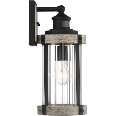 John Timberland Stan Rustic Farmhouse Outdoor Wall Light Fixture Gray Faux Wood Black Motion Sensor 15 1/2" Clear Ribbed Glass For Post Exterior Barn 6 John Timberland Stan Rustic Farmhouse Outdoor Wall Light Fixture Gray Faux Wood Black Motion Sensor 15 1/2" Clear Ribbed Glass For Post Exterior Barn - Image 6