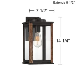 John Timberland Wordsworth Field Rustic Farmhouse Outdoor Wall Light Fixture Dark Bronze Wood Grain 14 1/4" Clear Glass Panels For Post Exterior Deck -John Timberland Shop GUEST cb14a287 2363 4997 b3e0 88eea91b6221