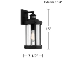 John Timberland Stan Industrial Outdoor Wall Light Fixtures Set Of 2 Textured Black Motion Sensor 15" Clear Glass For Exterior Barn -John Timberland Shop GUEST cccac926 acfd 415e 8d3d 3cda59ed19f6