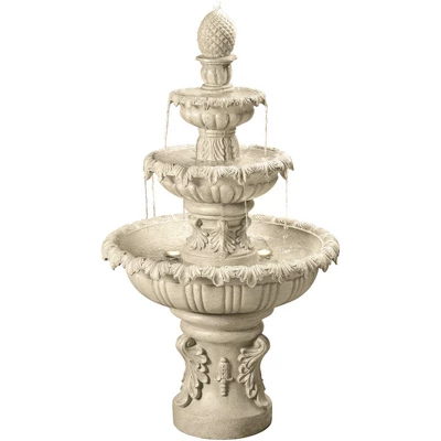 Ibiza 46" High Large Italian Outdoor Decor Sand Stone Floor Fountain With Light LED 3-Tier Outside Garden Patio Yard Backyard 9 Ibiza 46" High Large Italian Outdoor Decor Sand Stone Floor Fountain With Light LED 3-Tier Outside Garden Patio Yard Backyard - Image 9
