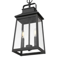 John Timberland Jubliee 19 1/4" High Modern Outdoor Pendant Light Fixture Ceiling Porch House Exterior 2-Light Hanging Black Metal Clear Glass Shade -John Timberland Shop GUEST cceb7432 e958 4abd 9754 1de66c418361