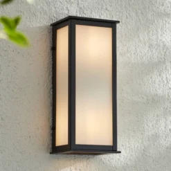 John Timberland Modern Outdoor Wall Light Fixtures Set Of 2 Black 12 3/4" Milky White Glass Panels For Post Exterior Barn Deck -John Timberland Shop GUEST ce3ff1af bf48 43f6 be29 8b5f267c1d3f