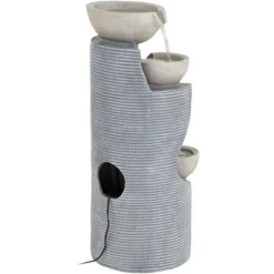 Tarin Four Bowl 31 1/2" High Large Modern Indoor Outdoor Decor Faux Stone Floor Fountain With Light LED Cascading Outside Garden -John Timberland Shop GUEST ce56fcea 8095 4d5a b2d8 89c18d41ea8d