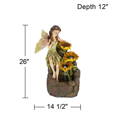 John Timberland Garden Fairy With Sunflowers Modern Cascading Outdoor Floor Water Fountain With LED Light 26" For Yard Garden Patio Home Deck Porch 5 John Timberland Garden Fairy With Sunflowers Modern Cascading Outdoor Floor Water Fountain With LED Light 26" For Yard Garden Patio Home Deck Porch - Image 5