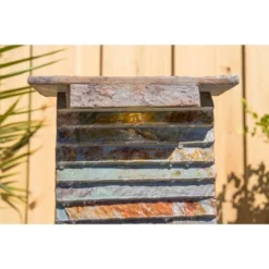Stave 19" High Small Rustic Zen Indoor Outdoor Decor Slate Stone Tabletop Fountain With Light LED Waterfall Outside Garden Patio -John Timberland Shop GUEST cf4f8d4b 833e 4537 941f 4efcf020e08a