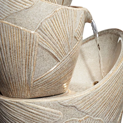 John Timberland Three Urn With Leaves Rustic Cascading Outdoor Floor Water Fountain With LED Light 30" For Yard Garden Patio Home Deck Porch Exterior 3 John Timberland Three Urn With Leaves Rustic Cascading Outdoor Floor Water Fountain With LED Light 30" For Yard Garden Patio Home Deck Porch Exterior - Image 3