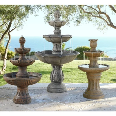 John Timberland Ravenna Rustic 3 Tier Weathered Stone Cascading Outdoor Floor Water Fountain 43" For Yard Garden Patio Home Deck Porch House Exterior 7 John Timberland Ravenna Rustic 3 Tier Weathered Stone Cascading Outdoor Floor Water Fountain 43" For Yard Garden Patio Home Deck Porch House Exterior - Image 7