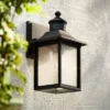 John Timberland Moray Bay Mission Outdoor Wall Light Fixture Black Motion Sensor Dusk To Dawn 11 1/2" Seedy Glass For Post Exterior Barn Deck House