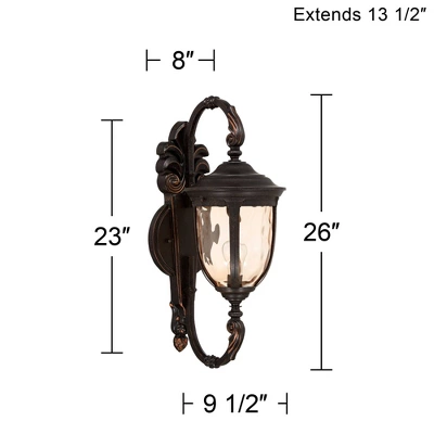 John Timberland Bellagio Vintage Rustic Outdoor Wall Light Fixture Veranda Bronze 26" Amber Hammered Glass For Post Exterior Barn Deck House Porch 8 John Timberland Bellagio Vintage Rustic Outdoor Wall Light Fixture Veranda Bronze 26" Amber Hammered Glass For Post Exterior Barn Deck House Porch - Image 8