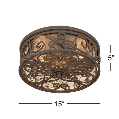 John Timberland Casa Seville Rustic Farmhouse Flush Mount Outdoor Ceiling Light Fixture Dark Walnut 5" Champagne Water Glass For Post Exterior Barn 6 John Timberland Casa Seville Rustic Farmhouse Flush Mount Outdoor Ceiling Light Fixture Dark Walnut 5" Champagne Water Glass For Post Exterior Barn - Image 6