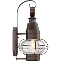 John Timberland Galt Rustic Outdoor Wall Light Fixture Oil Rubbed Bronze Motion Sensor Dusk To Dawn 19 3/4" Clear Seedy Glass For Post Exterior Barn -John Timberland Shop GUEST d20968a1 1073 4bf0 a20b 94c95e1393d6