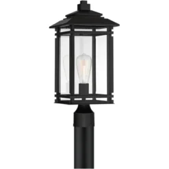 John Timberland Mission Outdoor Post Light Fixture Matte Black Metal 19 1/2" Clear Glass For Exterior House Porch Patio Deck Home -John Timberland Shop GUEST d20d40a5 1669 4019 af51 ea5257cce544