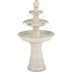 Formentera 45" High Large Italian Outdoor Decor Ceramic Floor Fountain With Light LED 3-Tier Outside Garden Patio Yard Backyard -John Timberland Shop GUEST d277cd29 2f85 414d 93a7 c8c60c63d308