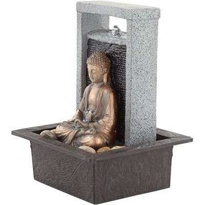 Meditating Buddha 11" High Small Indoor Decor Faux Stone Tabletop Fountain Waterfall Desk Relaxation Bedroom Living Room 6 Meditating Buddha 11" High Small Indoor Decor Faux Stone Tabletop Fountain Waterfall Desk Relaxation Bedroom Living Room - Image 6