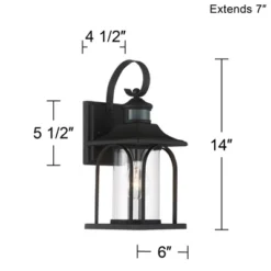 John Timberland Adaes Mission Outdoor Wall Light Fixture Textured Black Motion Sensor 14 1/4" Clear Glass For Post Exterior Barn Deck House Porch Yard -John Timberland Shop GUEST d2c84cc2 b928 409c a2cd b6ac280c49a0