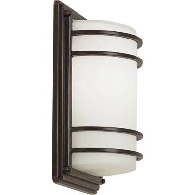 John Timberland Habitat Modern Outdoor Wall Light Fixtures Set Of 2 Rubbed Bronze 11" Opal Glass For Post Exterior Barn Deck House Porch Yard Patio 5 John Timberland Habitat Modern Outdoor Wall Light Fixtures Set Of 2 Rubbed Bronze 11" Opal Glass For Post Exterior Barn Deck House Porch Yard Patio - Image 5