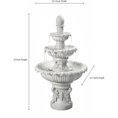 Ibiza 46" High Large Italian Outdoor Decor Sand Stone Floor Fountain With Light LED 3-Tier Outside Garden Patio Yard Backyard 2 Ibiza 46" High Large Italian Outdoor Decor Sand Stone Floor Fountain With Light LED 3-Tier Outside Garden Patio Yard Backyard - Image 2