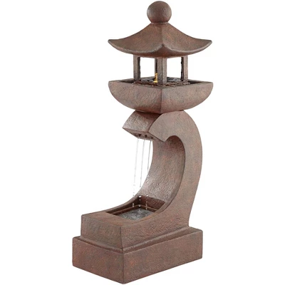 Pagoda 31" High Large Zen Japanese Indoor Outdoor Decor Rust Stone Floor Fountain With Light LED Waterfall Outside Garden Patio Yard 8 Pagoda 31" High Large Zen Japanese Indoor Outdoor Decor Rust Stone Floor Fountain With Light LED Waterfall Outside Garden Patio Yard - Image 8
