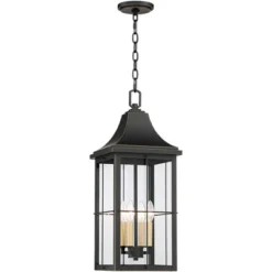 John Timberland Sunderland Vintage Outdoor Hanging Light Black Gold 24 3/4" Clear Glass Panels For Post Exterior Barn Deck House Porch Yard Patio Home -John Timberland Shop GUEST d502ba77 3614 4e58 a0fb 0425bae56638