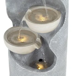 Tarin Four Bowl 31 1/2" High Large Modern Indoor Outdoor Decor Faux Stone Floor Fountain With Light LED Cascading Outside Garden -John Timberland Shop GUEST d543fe88 9f24 44a9 9707 a8500c705c5d