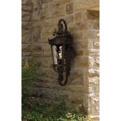 John Timberland Casa Marseille Vintage Rustic Outdoor Wall Light Fixture Black Scroll 19" Clear Hammered Glass For Post Exterior Barn Deck House Porch 7 John Timberland Casa Marseille Vintage Rustic Outdoor Wall Light Fixture Black Scroll 19" Clear Hammered Glass For Post Exterior Barn Deck House Porch - Image 7