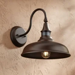 John Timberland Gough Rustic Farmhouse Outdoor Barn Light Fixtures Set Of 2 Bronze Dusk To Dawn Motion Sensor Dark Sky 12 1/2" For Post Exterior Deck -John Timberland Shop GUEST d5b43a54 e021 4374 9b02 a772df0e1858