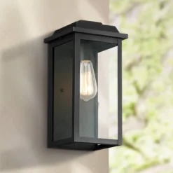 John Timberland Eastcrest Modern Outdoor Wall Light Fixtures Set Of 2 Textured Black Metal 14" Clear Glass For Post Exterior Barn Deck House -John Timberland Shop GUEST d5d5003c e391 4d94 ba24 0803e53f4810