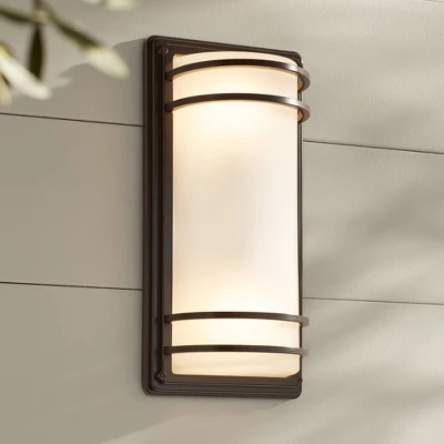 John Timberland Habitat Modern Outdoor Wall Light Fixture Rubbed Bronze 16" Opal Etched Glass For Post Exterior Barn Deck House Porch Yard Patio Home 1 John Timberland Habitat Modern Outdoor Wall Light Fixture Rubbed Bronze 16" Opal Etched Glass For Post Exterior Barn Deck House Porch Yard Patio Home