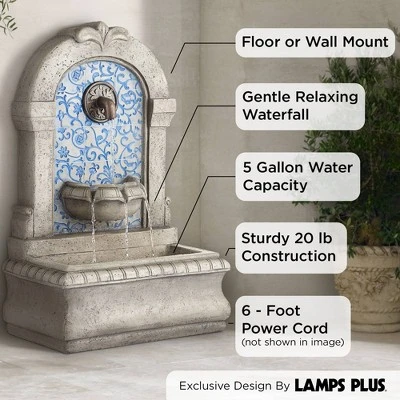 Manhasset 30 1/4" High Large Italian Outdoor Decor Blue Faux Stone Floor Fountain Waterfall Outside Garden Patio Yard Backyard 2 Manhasset 30 1/4" High Large Italian Outdoor Decor Blue Faux Stone Floor Fountain Waterfall Outside Garden Patio Yard Backyard - Image 2