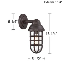 John Timberland Marlowe Industrial Outdoor Wall Light Fixtures Set Of 2 Bronze Metal Cage 13 1/4" Clear Glass For Post Exterior Barn Deck House Porch -John Timberland Shop GUEST d7d735c2 fc61 4f17 8742 73015409f4de
