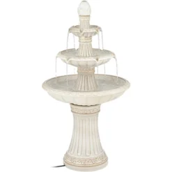 Formentera 45 1/4" High Large Italian Outdoor Decor Off-White Ceramic Floor Fountain With Light LED 3-Tier Outside Garden Patio Yard -John Timberland Shop GUEST d8488a44 4bdd 4ea2 9f60 e1f826ccde0a