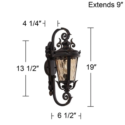 John Timberland Casa Marseille Vintage Rustic Outdoor Wall Light Fixture Veranda Bronze 19" Champagne Hammered Glass For Post Exterior Barn Deck House 8 John Timberland Casa Marseille Vintage Rustic Outdoor Wall Light Fixture Veranda Bronze 19" Champagne Hammered Glass For Post Exterior Barn Deck House - Image 8