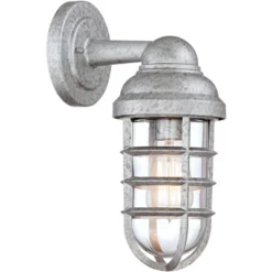 John Timberland Marlowe Industrial Outdoor Wall Lights Set Of 2 Galvanized Steel Cage Frame 13 1/4" Clear Glass For Post Exterior Barn Deck House Yard -John Timberland Shop GUEST d940c33e a069 46ee 82eb 56c19bd5f3eb