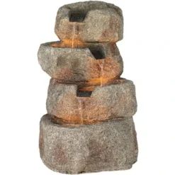 Glacial Rock Zen 30" High Large Rustic Indoor Outdoor Decor Faux Stone Floor Fountain With Light LED Waterfall Outside Garden Patio -John Timberland Shop GUEST dadea96f 128d 4822 a362 e5f1ff45486f